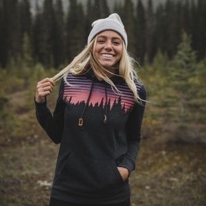 women's tentree sunset juniper hoodie in rubber brown